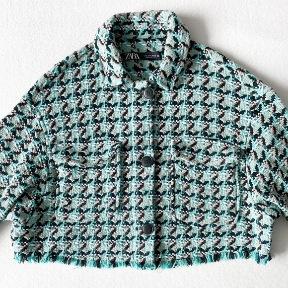 ZARA Crop Tweed Shacket - Picture 8 of 12
